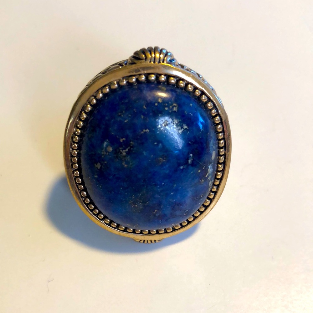 Barse Thailand Lapis Lazuli and Bronze Tone Statement Ring